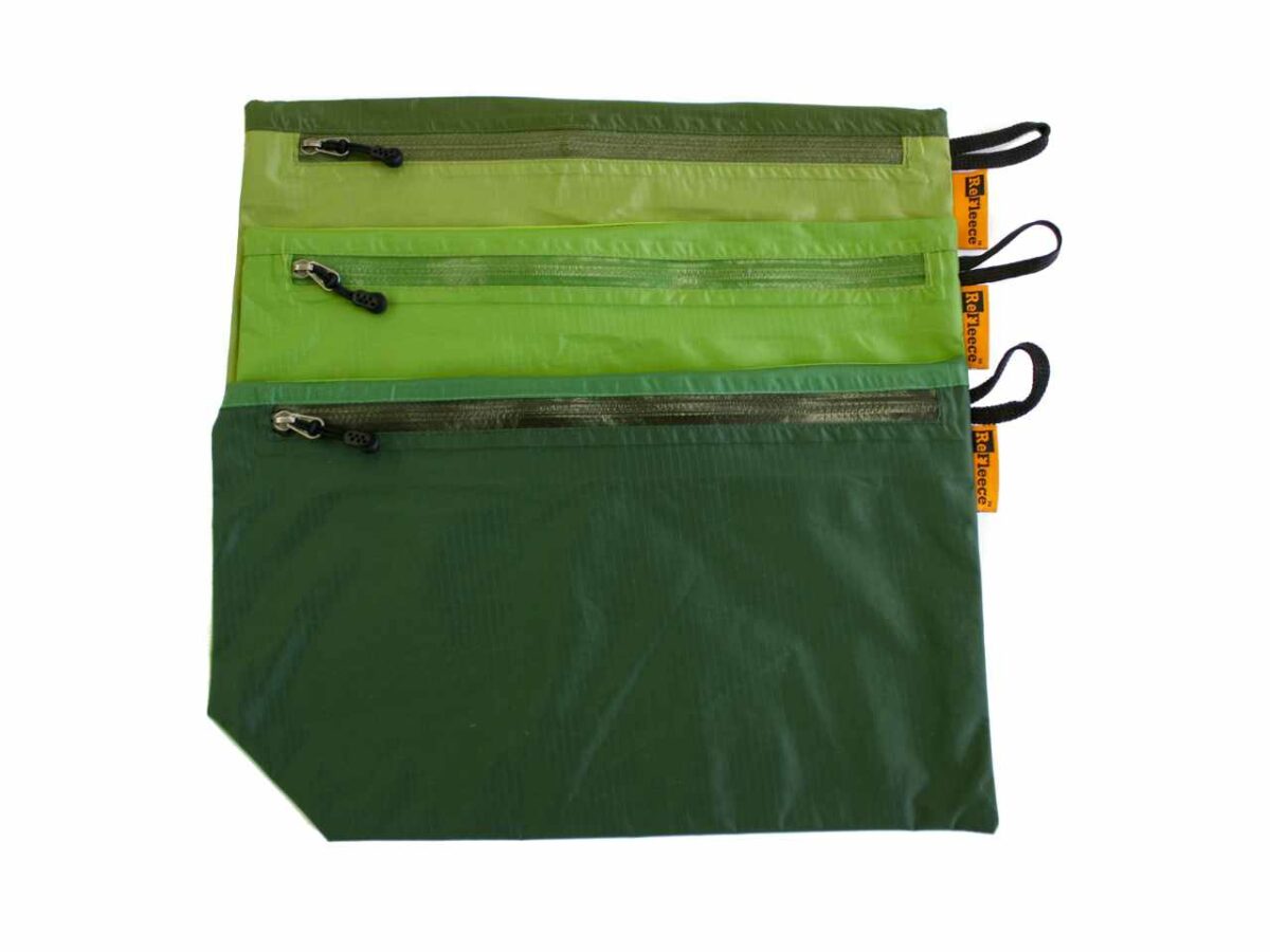 Refleece Pocket Pouch in green, made from up-cycled jackets